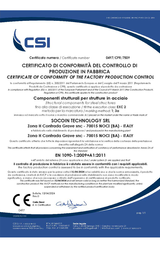 CERTIFICATO EN 1090